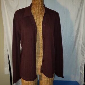Ladies VAN HEUSEN Burgundy Cardigan Sweater - M
